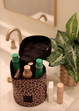 Load image into Gallery viewer, Traditional Cheetah Print Toiletry Barrel Bag
