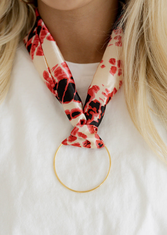 Oversized Hoop Snakeskin Scarf Necklace