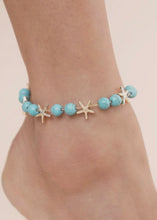 Load image into Gallery viewer, Starfish &amp; Turquoise Beaded Anklet
