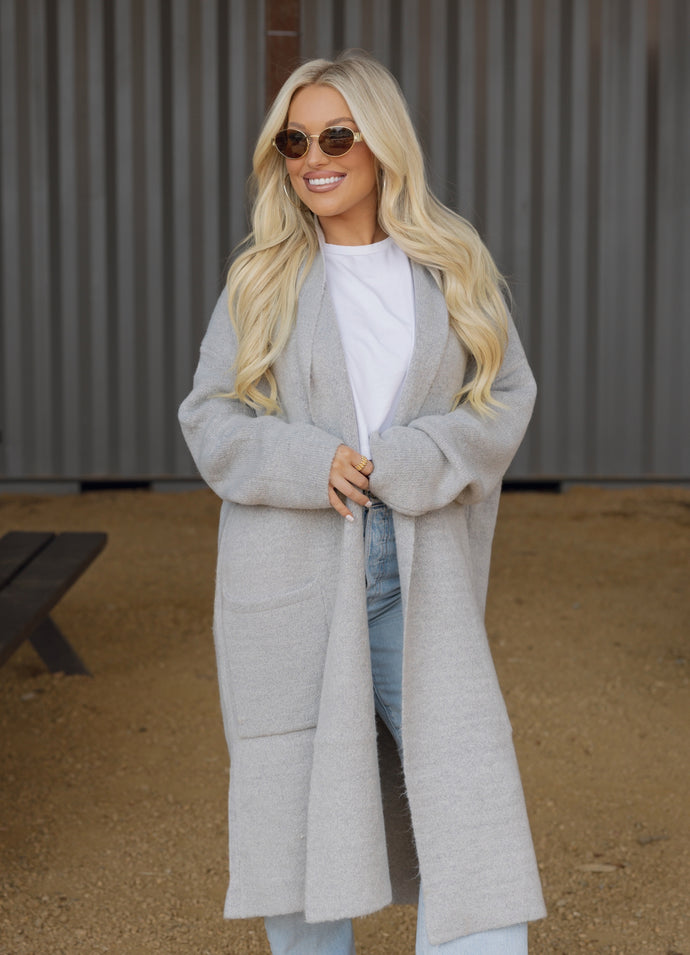Scarlett Cozy Long Cardigan - Heather Grey