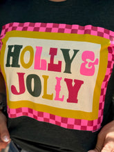 Load image into Gallery viewer, Retro Checkered Holly Jolly Emerald Tee
