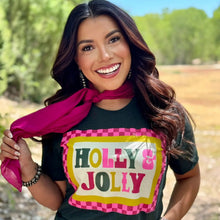 Load image into Gallery viewer, Retro Checkered Holly Jolly Emerald Tee
