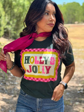Load image into Gallery viewer, Retro Checkered Holly Jolly Emerald Tee
