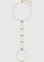 Load image into Gallery viewer, Turquoise &amp; Gold Hand Chain
