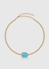 Load image into Gallery viewer, Gold Beaded Turquoise Nugget Necklace
