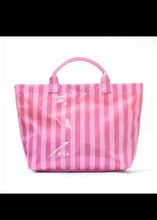 Load image into Gallery viewer, Mia Waterproof Striped Beach Tote - Light Pink/Hot Pink
