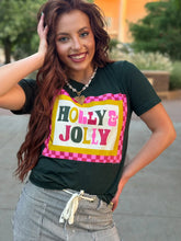 Load image into Gallery viewer, Retro Checkered Holly Jolly Emerald Tee
