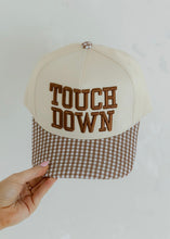 Load image into Gallery viewer, "Touchdown" Brown Gingham Trucker Hat
