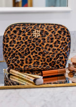 Load image into Gallery viewer, Capri Large Makeup Pouch - Leopard Patent
