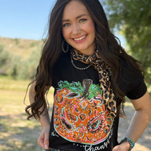 Load image into Gallery viewer, Callie Ann Stelter Thankful Pumpkin Black Tee
