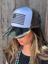 Load image into Gallery viewer, (COLLECTIVE) USA Flag on Camo Foam Trucker Cap
