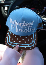 Load image into Gallery viewer, "Motherhood Is My Ministry" Polka Dot Trucker Hat
