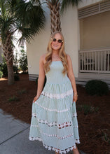 Load image into Gallery viewer, Sage Striped Floral Tube Dress
