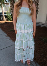 Load image into Gallery viewer, Sage Striped Floral Tube Dress
