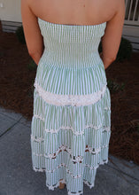 Load image into Gallery viewer, Sage Striped Floral Tube Dress
