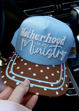 Load image into Gallery viewer, "Motherhood Is My Ministry" Polka Dot Trucker Hat
