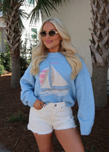 Load image into Gallery viewer, Sailboat Knit Sweater - Daisy Blue
