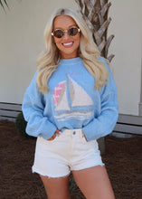 Load image into Gallery viewer, Sailboat Knit Sweater - Daisy Blue
