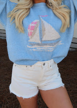 Load image into Gallery viewer, Sailboat Knit Sweater - Daisy Blue
