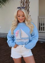Load image into Gallery viewer, Sailboat Knit Sweater - Daisy Blue
