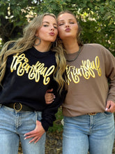 Load image into Gallery viewer, Thankful in Gold Metallic Puff Sweatshirt
