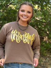 Load image into Gallery viewer, Thankful in Gold Metallic Puff Sweatshirt
