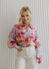 Load image into Gallery viewer, Vibrant Floral Print Button Blouse Top
