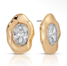Load image into Gallery viewer, Gold Molten Crystal Studs
