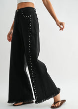 Load image into Gallery viewer, Frannie Studded Black Denim Pants
