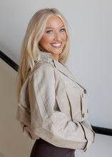 Load image into Gallery viewer, Palmer Cropped Trench Jacket Top - Light Taupe

