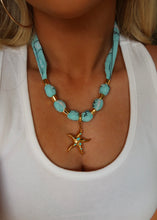 Load image into Gallery viewer, Aqua &amp; Gold Starfish Bandana Necklace
