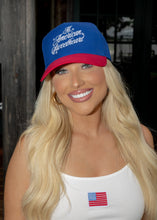 Load image into Gallery viewer, "All American Sweetheart" Blue &amp; Red Trucker Hat
