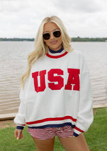 Load image into Gallery viewer, "USA" Contrasted Trim Mockneck Sweatshirt
