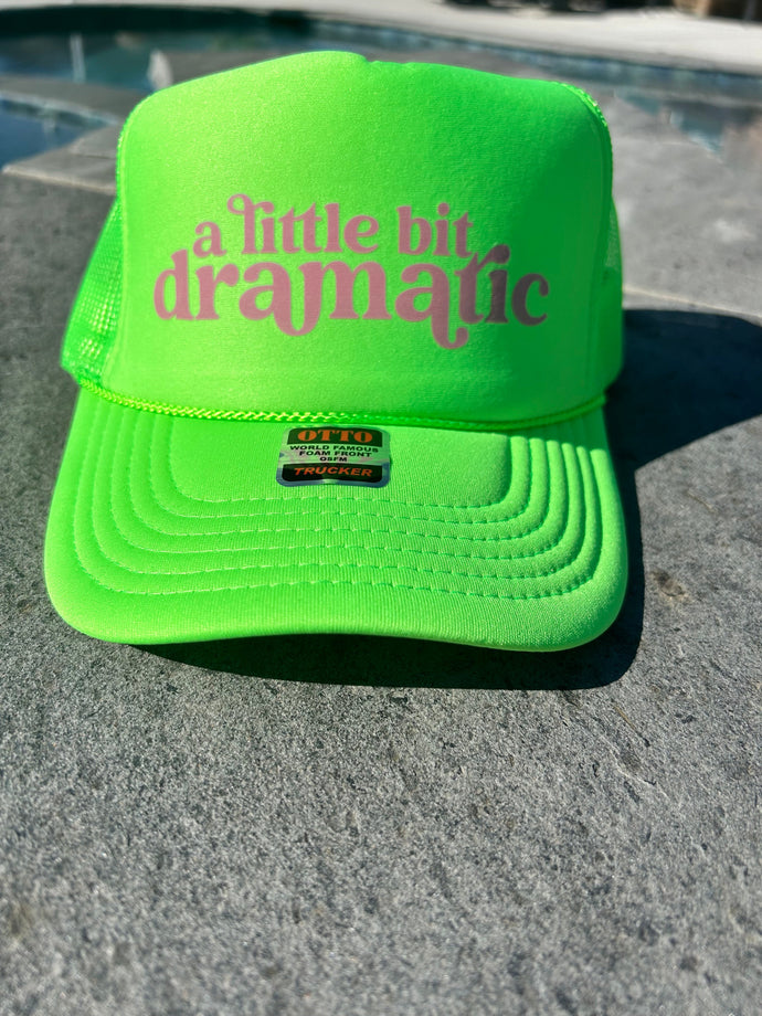 A Little Bit Dramatic DTF Printed Lime Green Trucker Hat