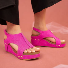 Load image into Gallery viewer, Melissa Color Pop Wedge – Slingback Denim Platform in 3 Bright Shades
