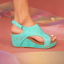 Load image into Gallery viewer, Melissa Color Pop Wedge – Slingback Denim Platform in 3 Bright Shades
