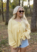 Load image into Gallery viewer, Butter Yellow Front Tie Sweater
