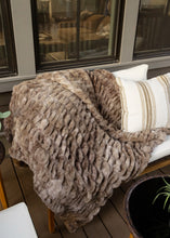 Load image into Gallery viewer, Double Ruched Faux Fur Luxury Blanket - Chocolate Blend
