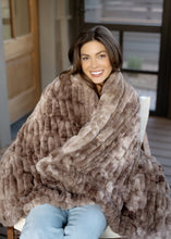 Load image into Gallery viewer, Double Ruched Faux Fur Luxury Blanket - Chocolate Blend
