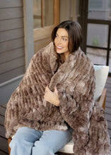 Load image into Gallery viewer, Double Ruched Faux Fur Luxury Blanket - Chocolate Blend
