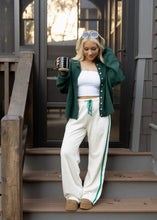 Load image into Gallery viewer, Cream &amp; Green French Terry Pants
