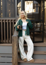 Load image into Gallery viewer, Cream &amp; Green French Terry Pants

