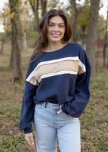 Load image into Gallery viewer, Winnie Navy &amp; Ivory Colorblock Sweatshirt
