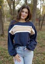 Load image into Gallery viewer, Winnie Navy &amp; Ivory Colorblock Sweatshirt

