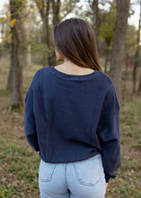Load image into Gallery viewer, Winnie Navy &amp; Ivory Colorblock Sweatshirt
