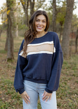 Load image into Gallery viewer, Winnie Navy &amp; Ivory Colorblock Sweatshirt
