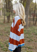 Load image into Gallery viewer, Coffee &amp; Sky Blue Stripe Sweater
