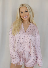 Load image into Gallery viewer, Satin Pink Polka Dot Pajama Set
