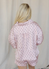 Load image into Gallery viewer, Satin Pink Polka Dot Pajama Set
