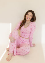 Load image into Gallery viewer, Pink Floral Print Pajama Lounge Set
